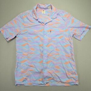 Levi's Wave Pattern Relaxed Fit Short Sleeve Button Down Shirt Men's‎ Medium